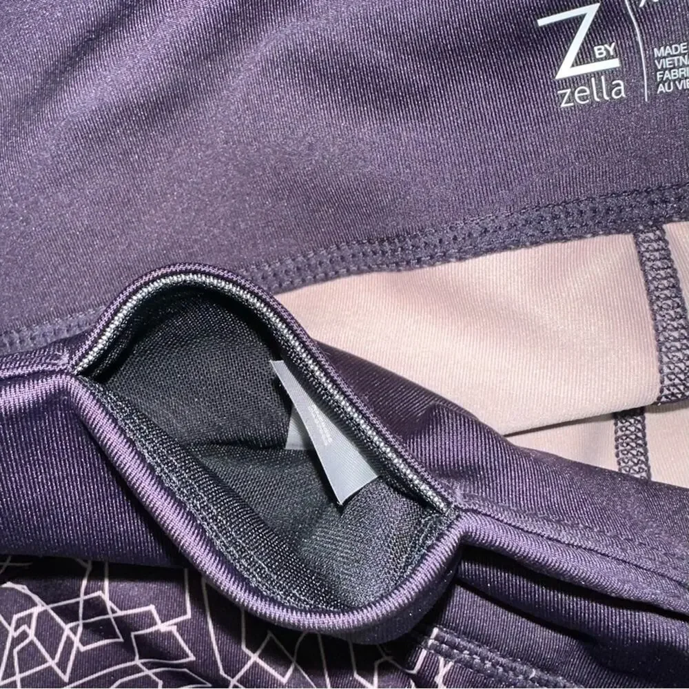 Z by Zella Purple Geometric Pattern Cropped Leggings Size XL
